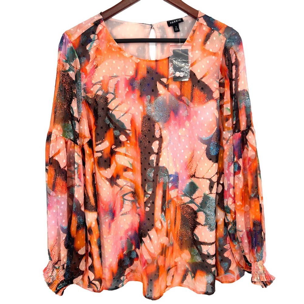 NEW Torrid Womens Size 0 or Large US 12 Colorful Orange Blouse Shirt Top Summer